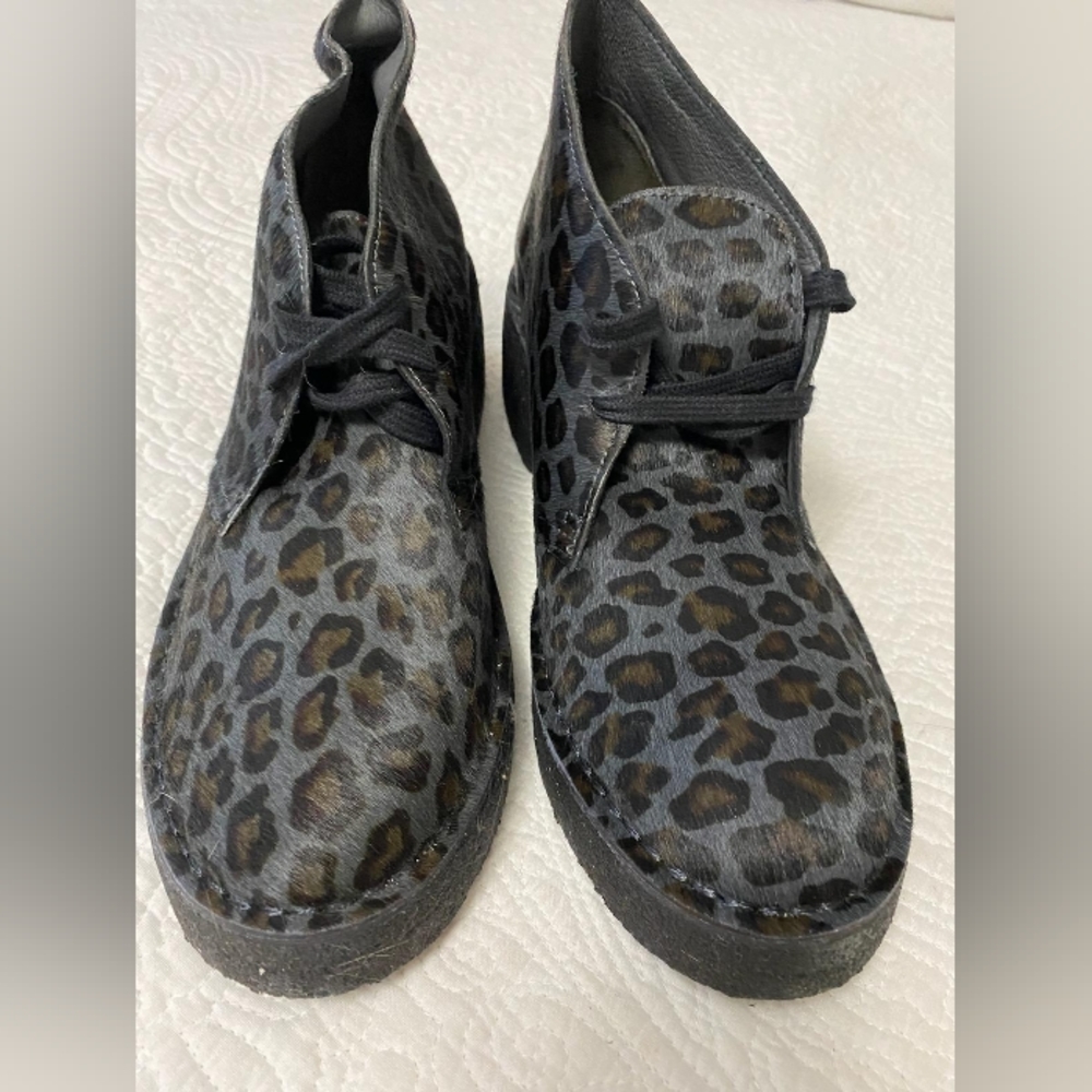 Clarks Arisia Desert Leopard Print Horsehair Brogues US9